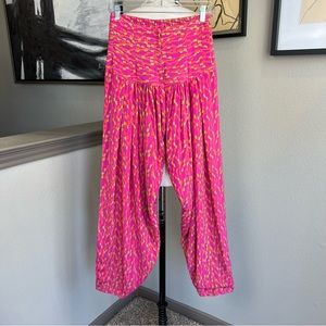 VINTAGE pink printed silk harem pants